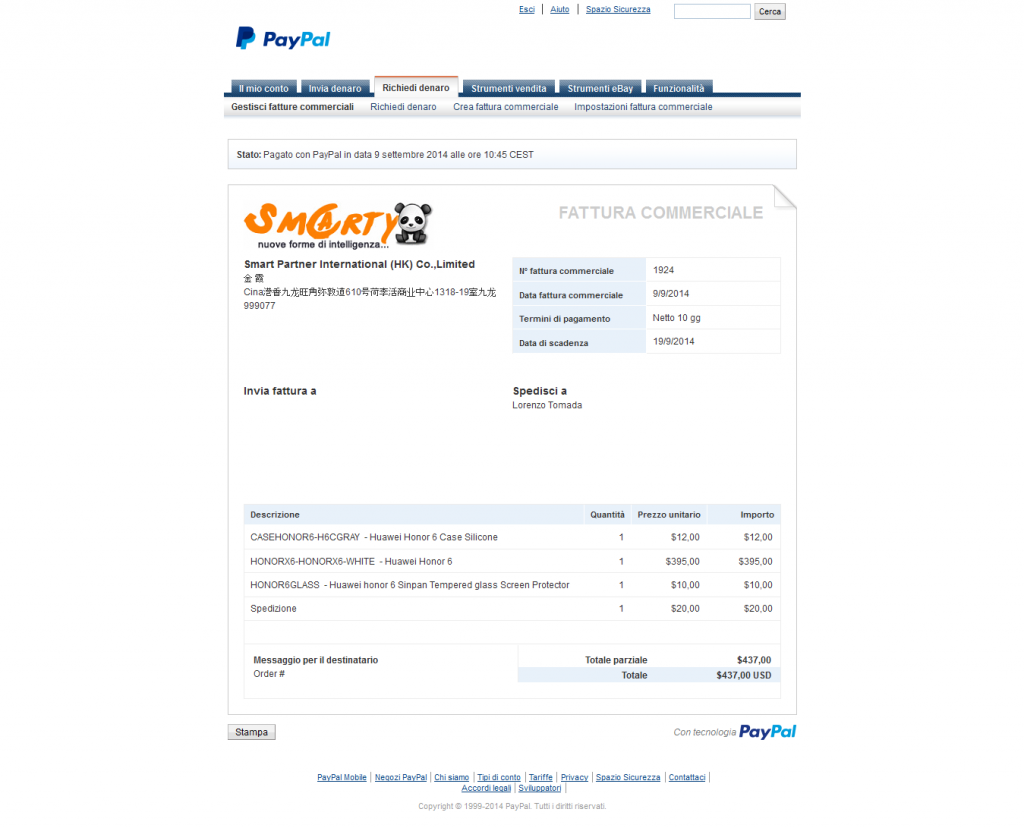 Honor6-acquisto-dettagli_fattura_commerciale_-_PayPal