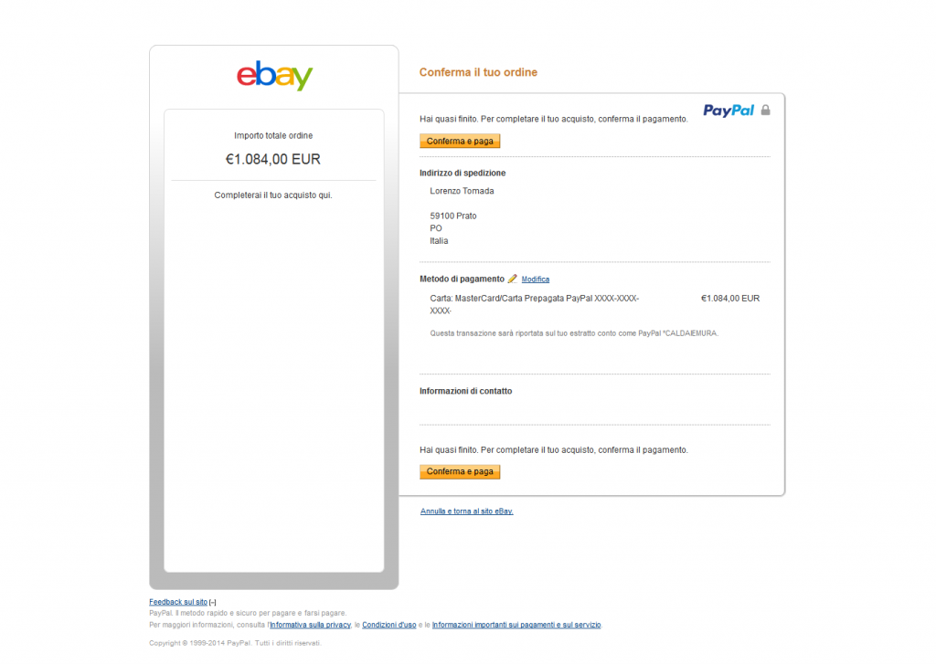 Caldaiemurali-inserzione-Ebay-pagamento-paypal