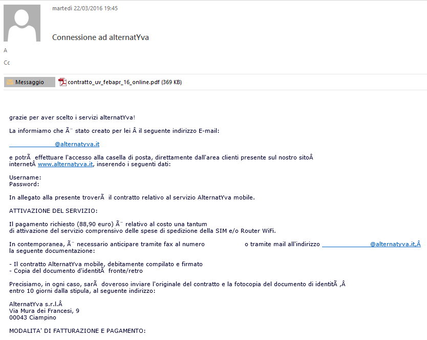 Alternatyva mail con contratto
